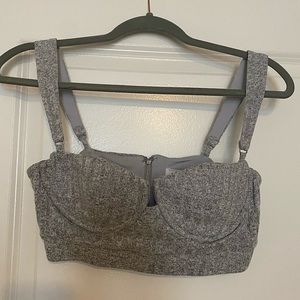 Oh Polly gray knit crop top
